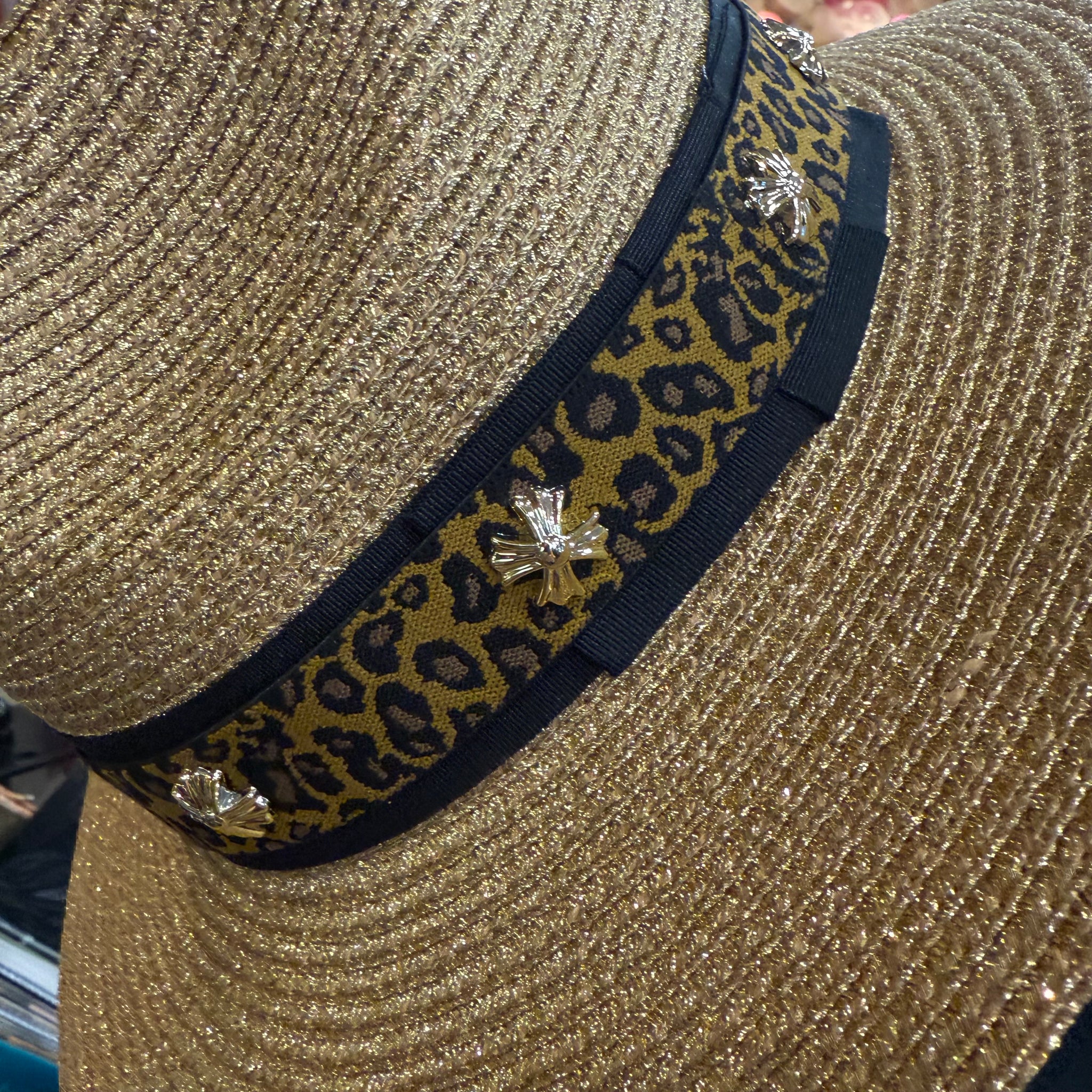 Pamela Metalic Straw Fedora Hat