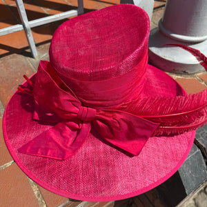 Vanessa Large Sinamay Hat With Bow and Two Ostrich Feathers
