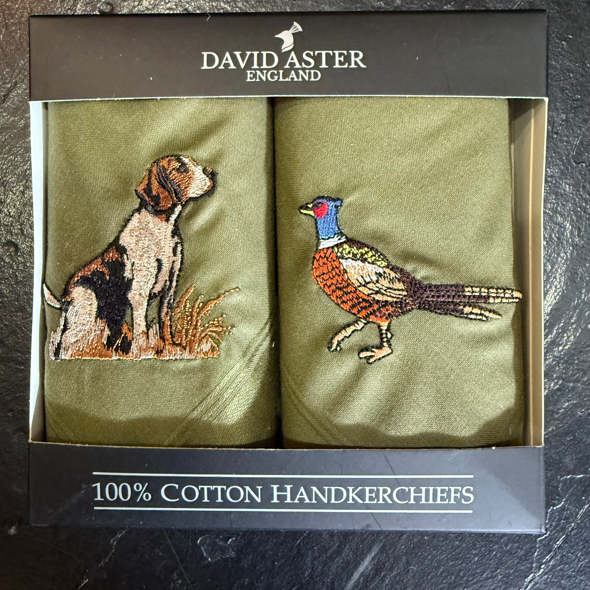 Pair of boxed handkerchiefs