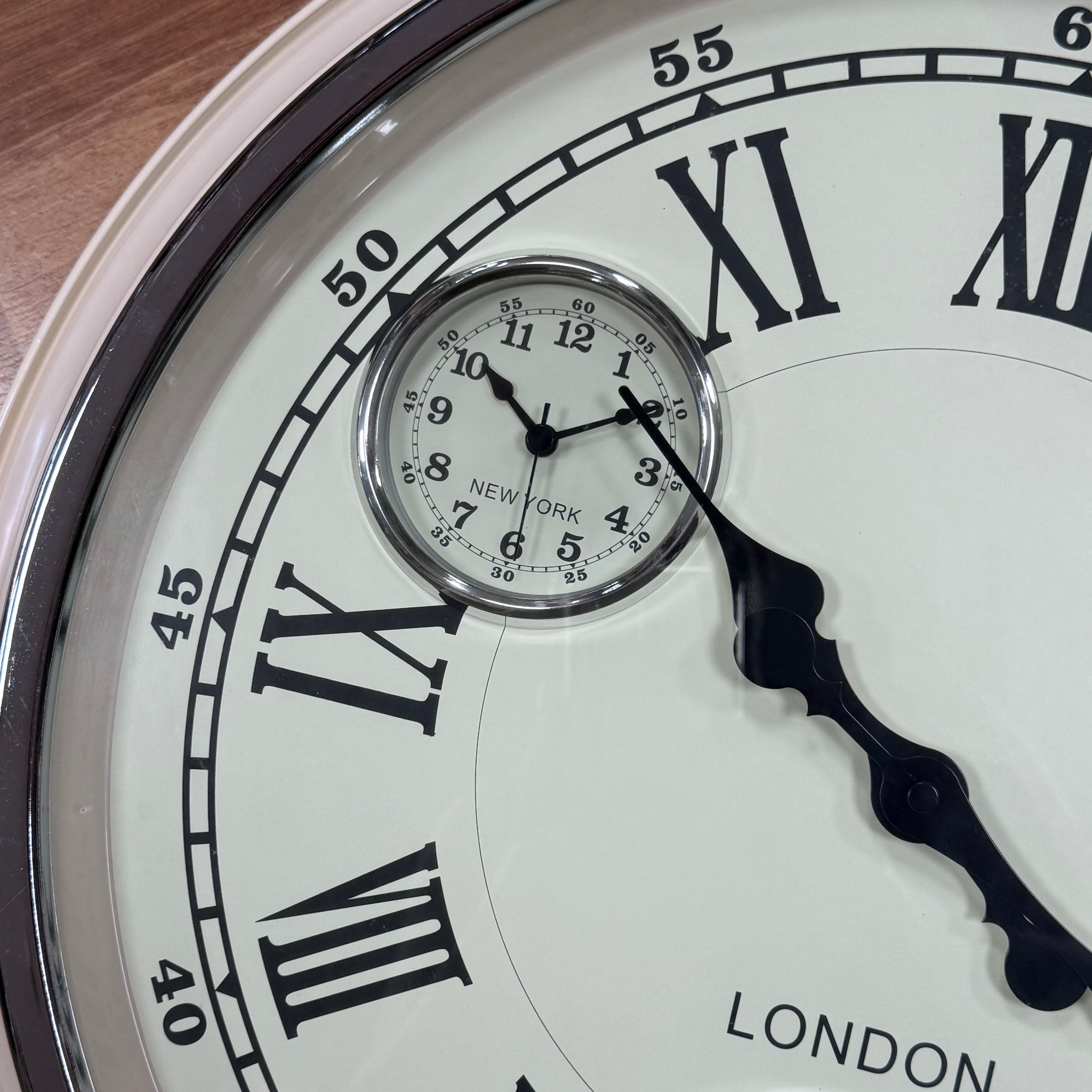 Cream Four Time Zone London Wall Clock