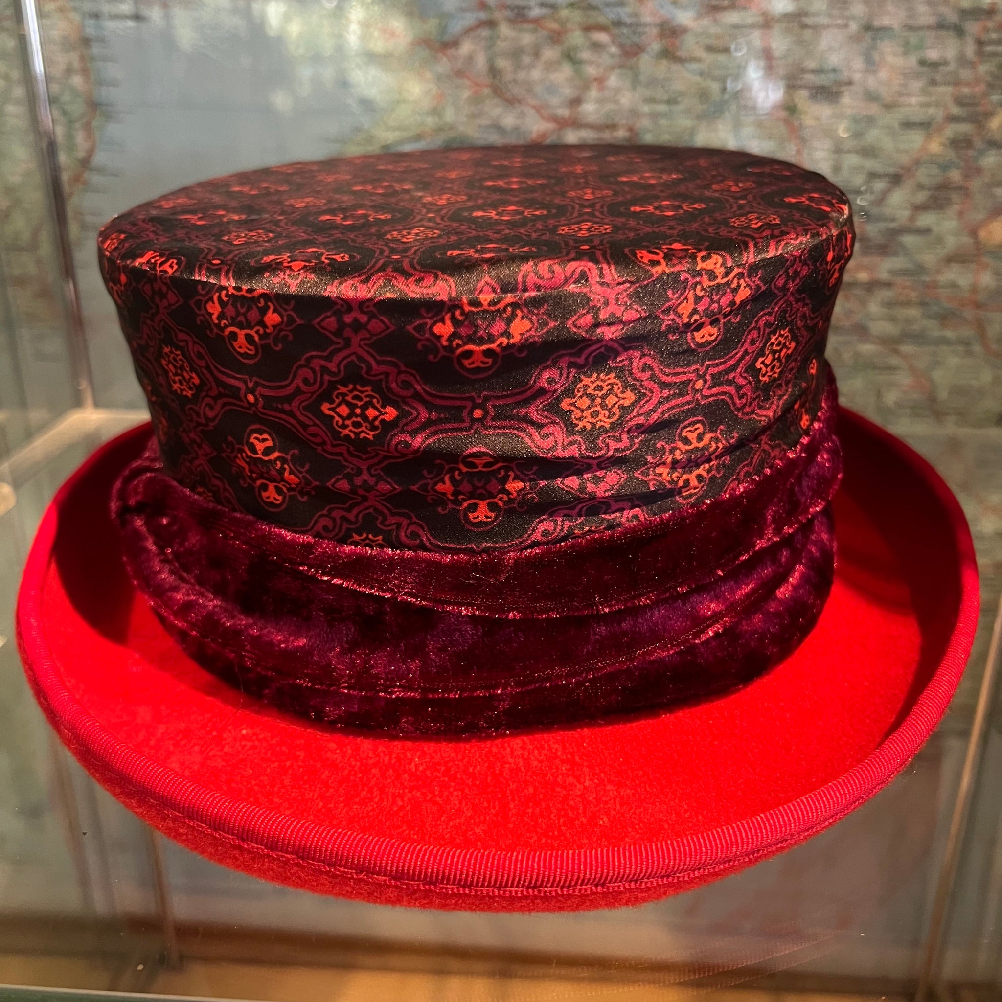 Unique Red/Black Satin Dressage Hat Velvet Ribbon