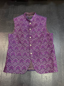 A Jacob Sequinned Purple & Silver Mandarin Jacket