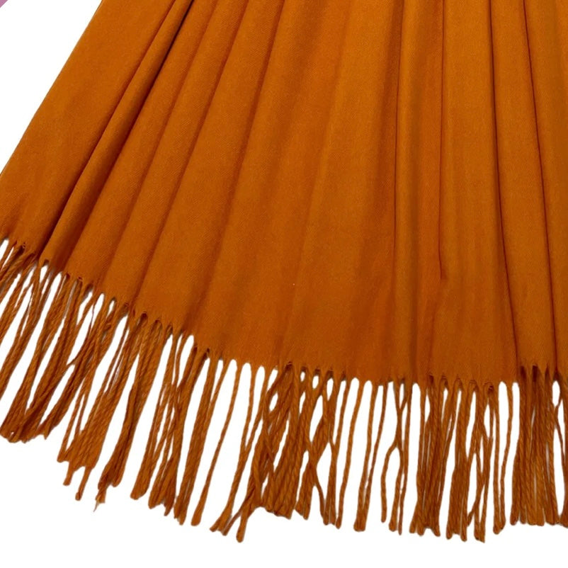 Soft Plain Cashmere Tassel Scarf