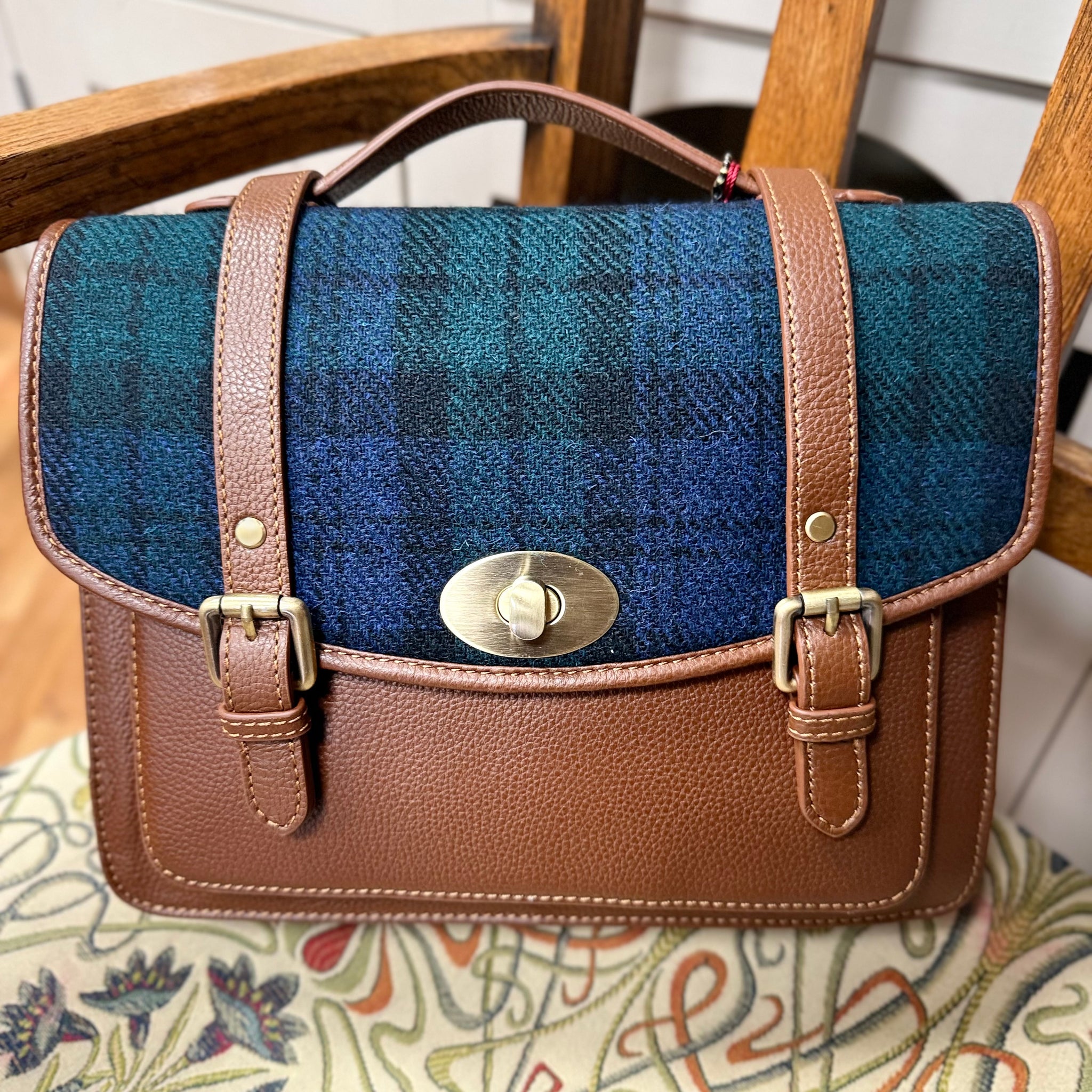 Francheska Harris Tweed & Leather Satchel Bag