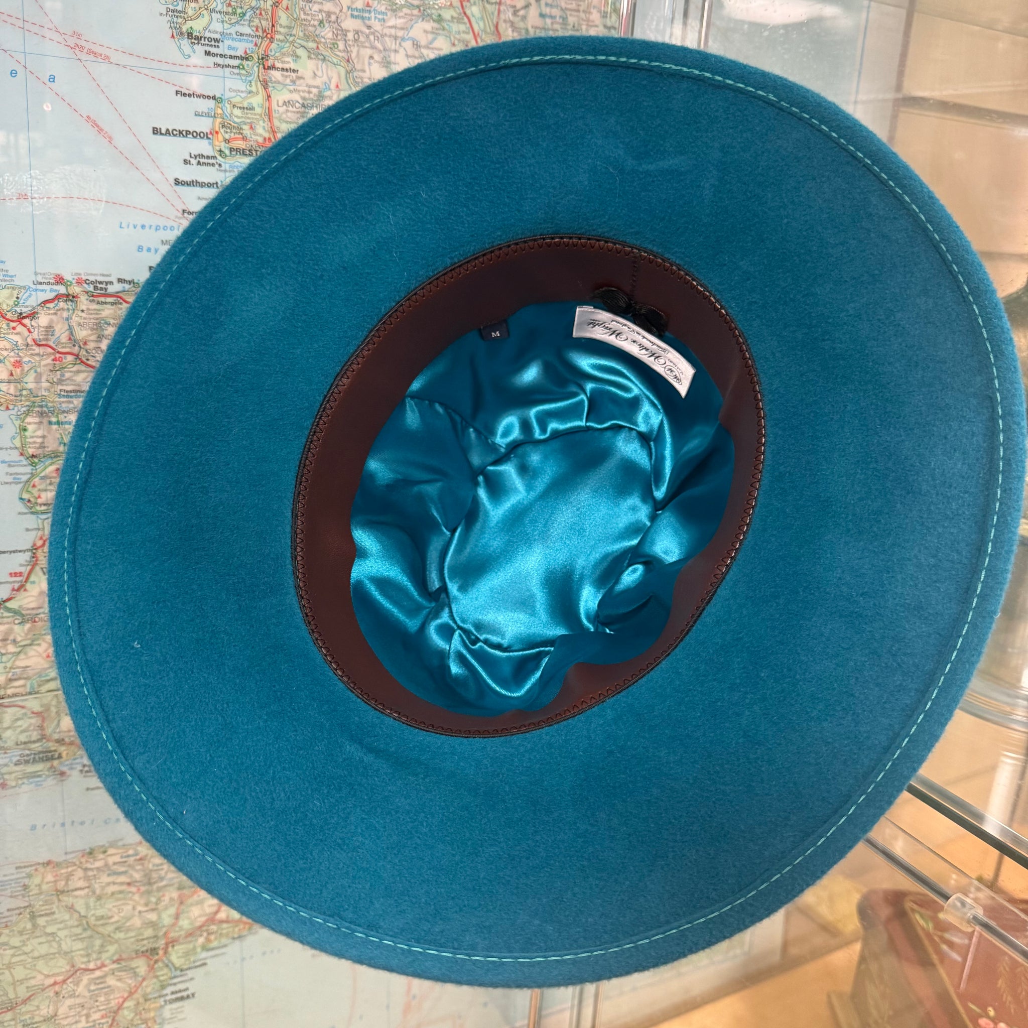 Turquoise Fur Felt Christie’s Fedora Hat (M)