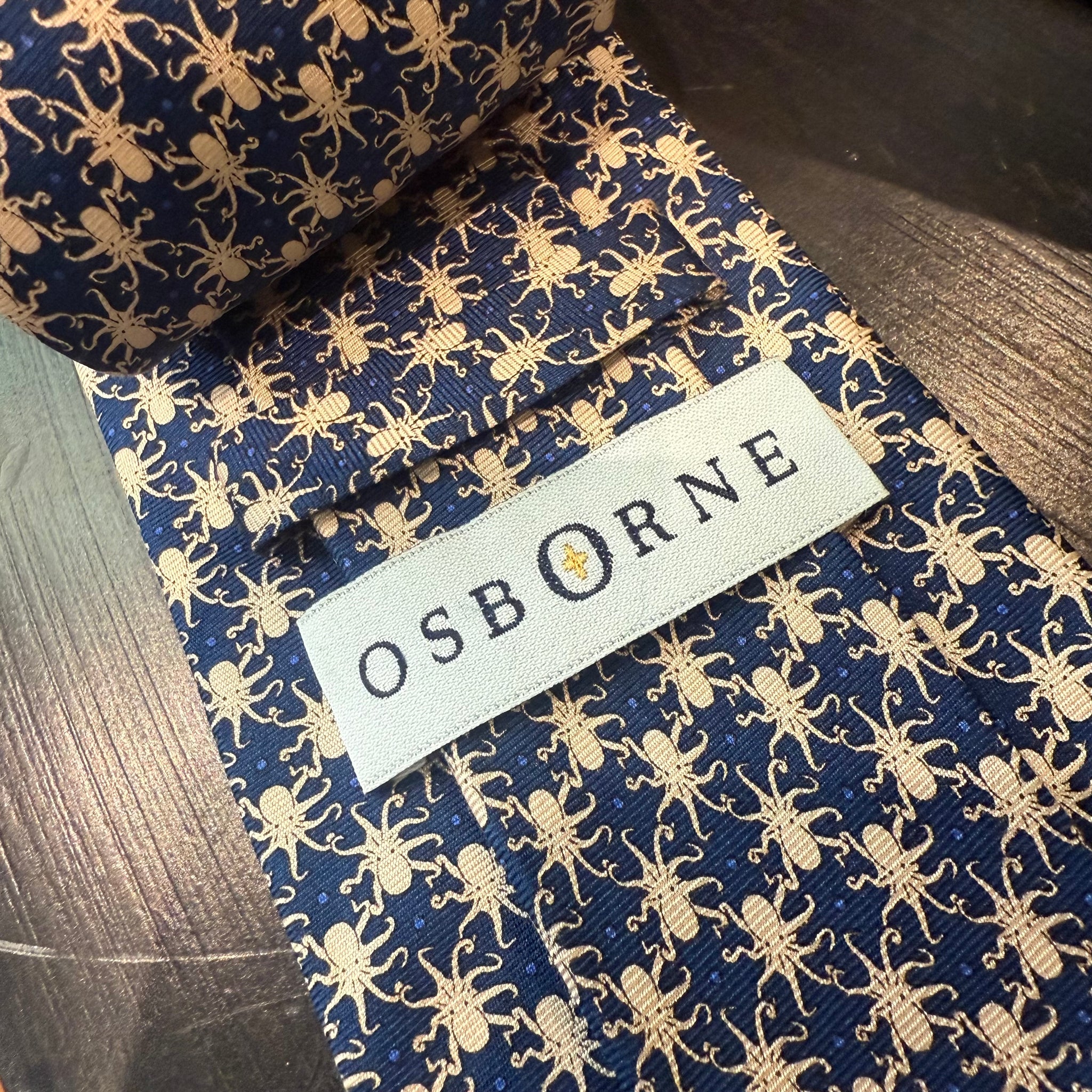 Silk Tie - Navy Octopus Design by Osborne