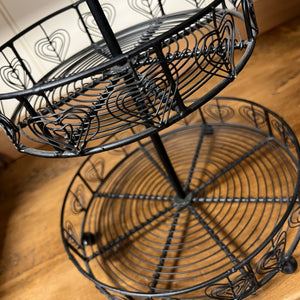 French Wire two tier wire work round rack