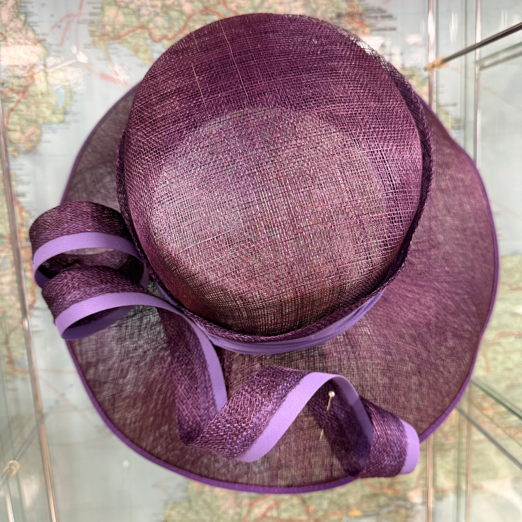 Purple Sinamay Special Occasion Hat With Lilac Band