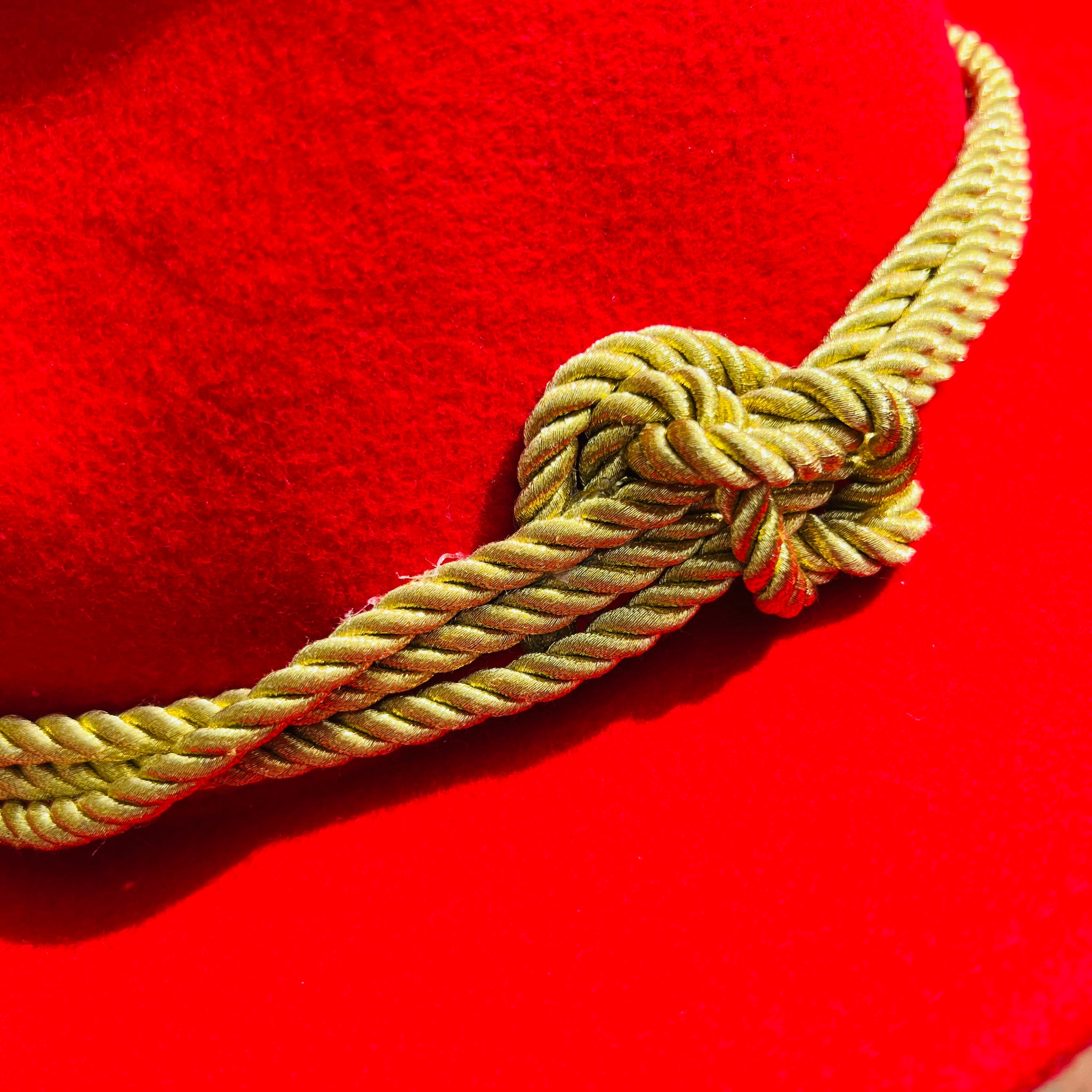 Unique Red Fedora with Custom Gold Rope Band