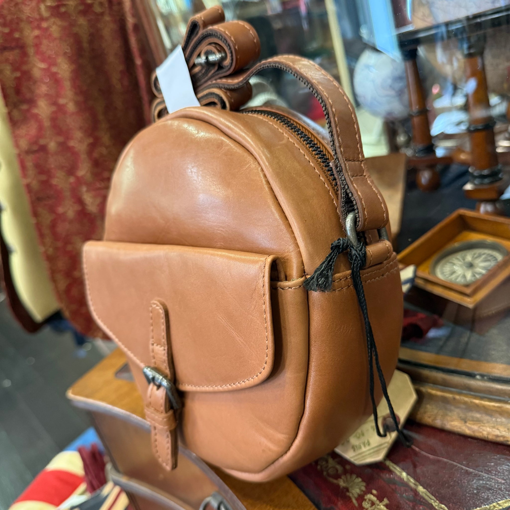 LuLu Round Leather Crossbody Bag