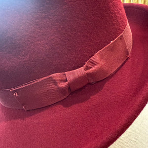 Classic Clarke Burgundy Wool Trilby Hat