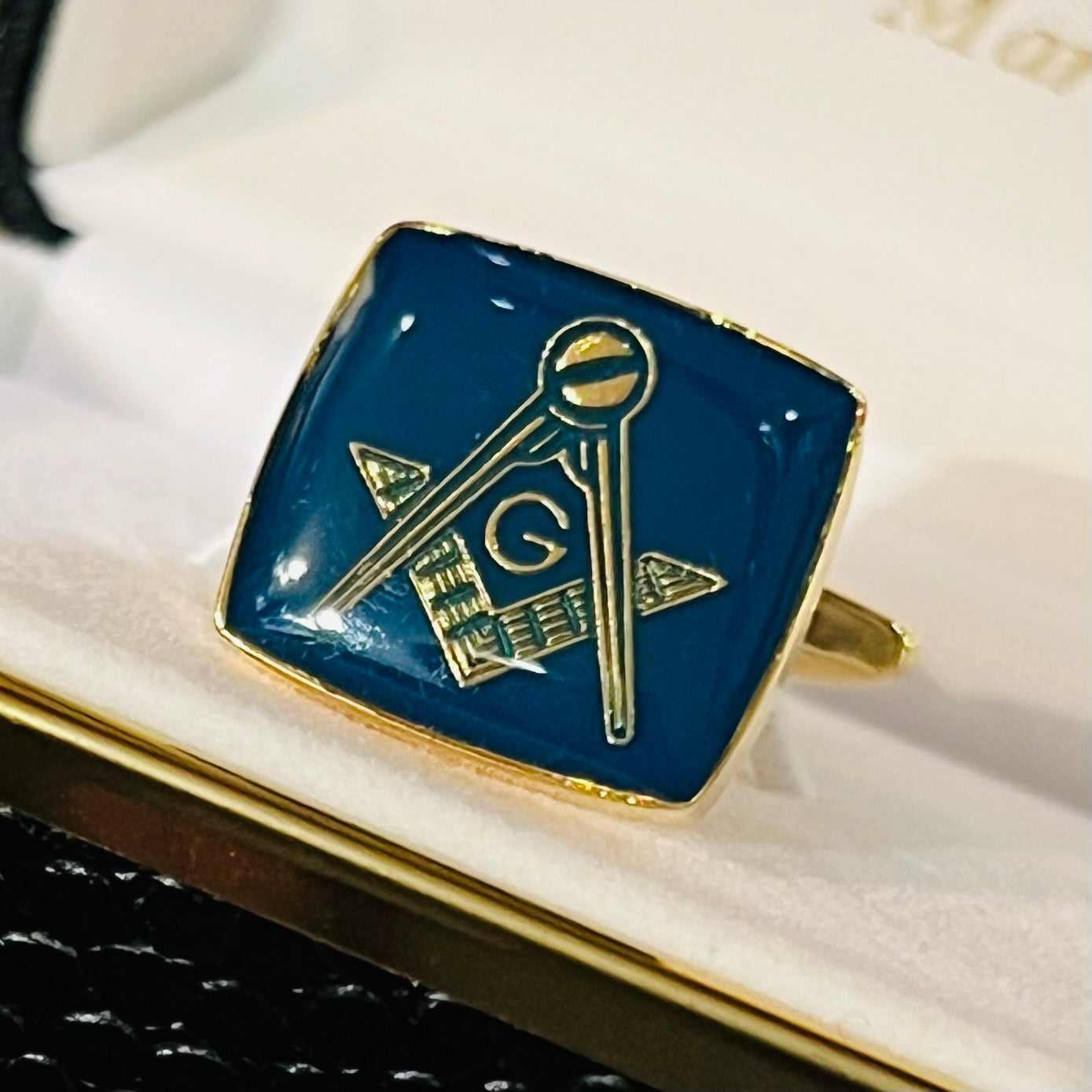 Gold Plated Masonic Blue “G”  Cufflinks