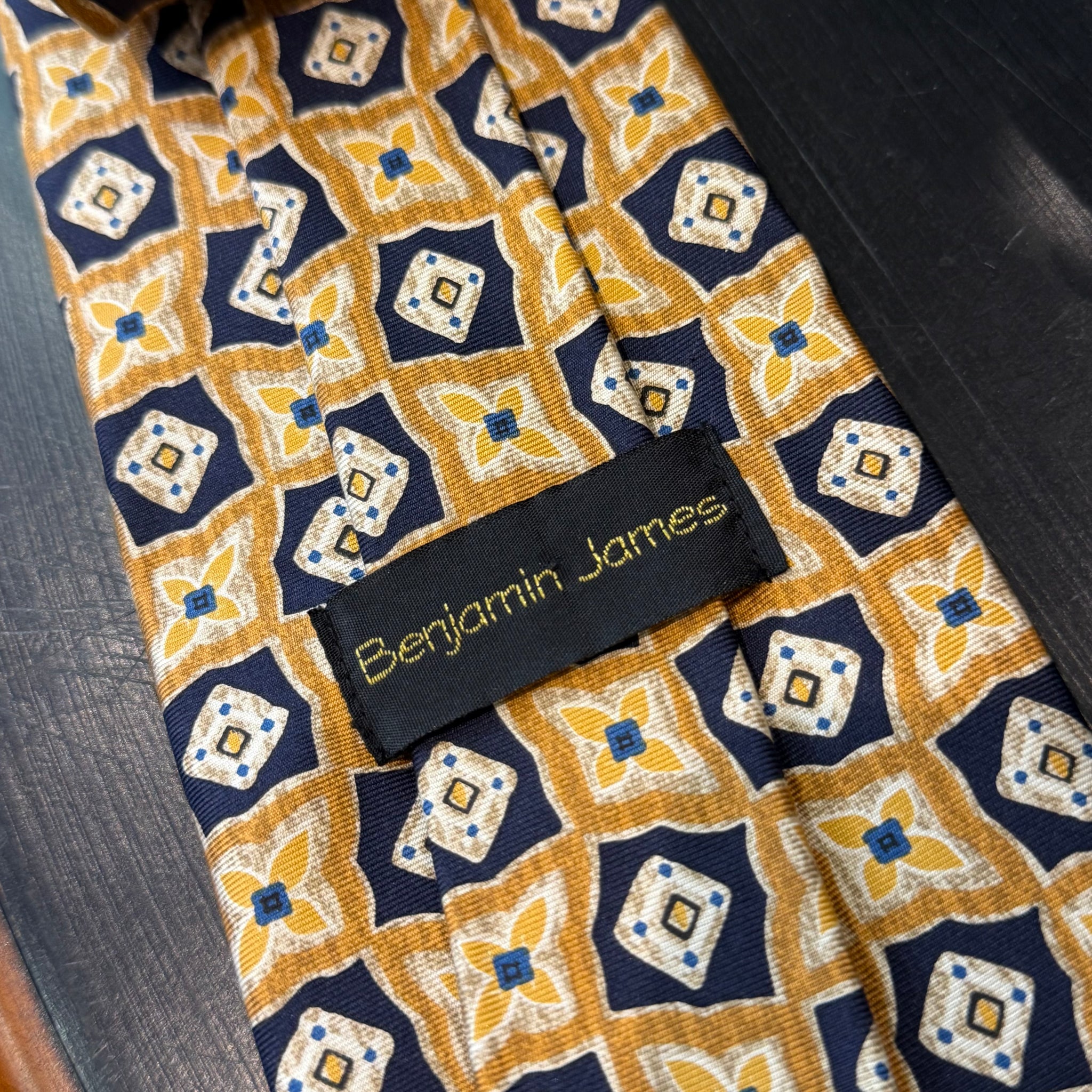 Silk Tie by Benjamin James Gold/Black