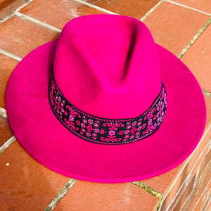 Unique Fuchsia Fedora with Custom Wide Band