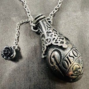 Pewter Lucretia’s Fix Bottle Pendant Necklace