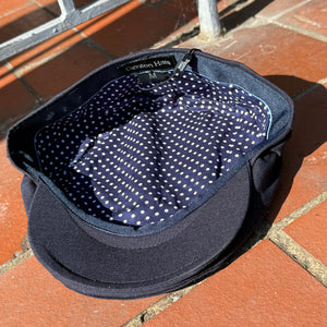 Cheshire Navy Linen Flat Cap