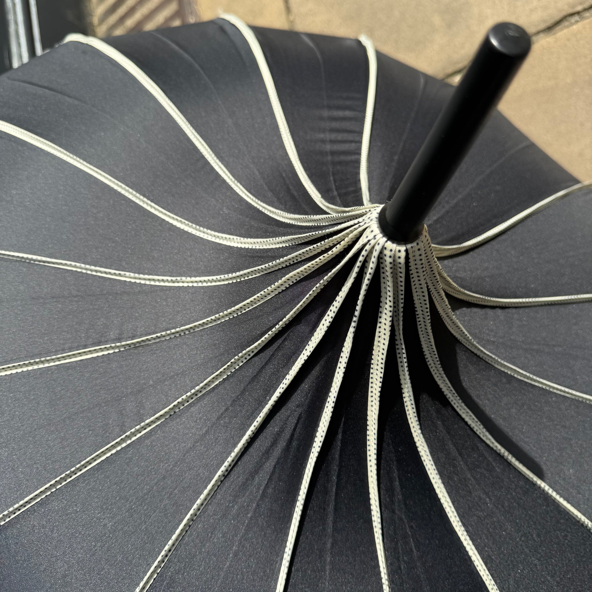 Pagoda Ribbed Umbrella - Black