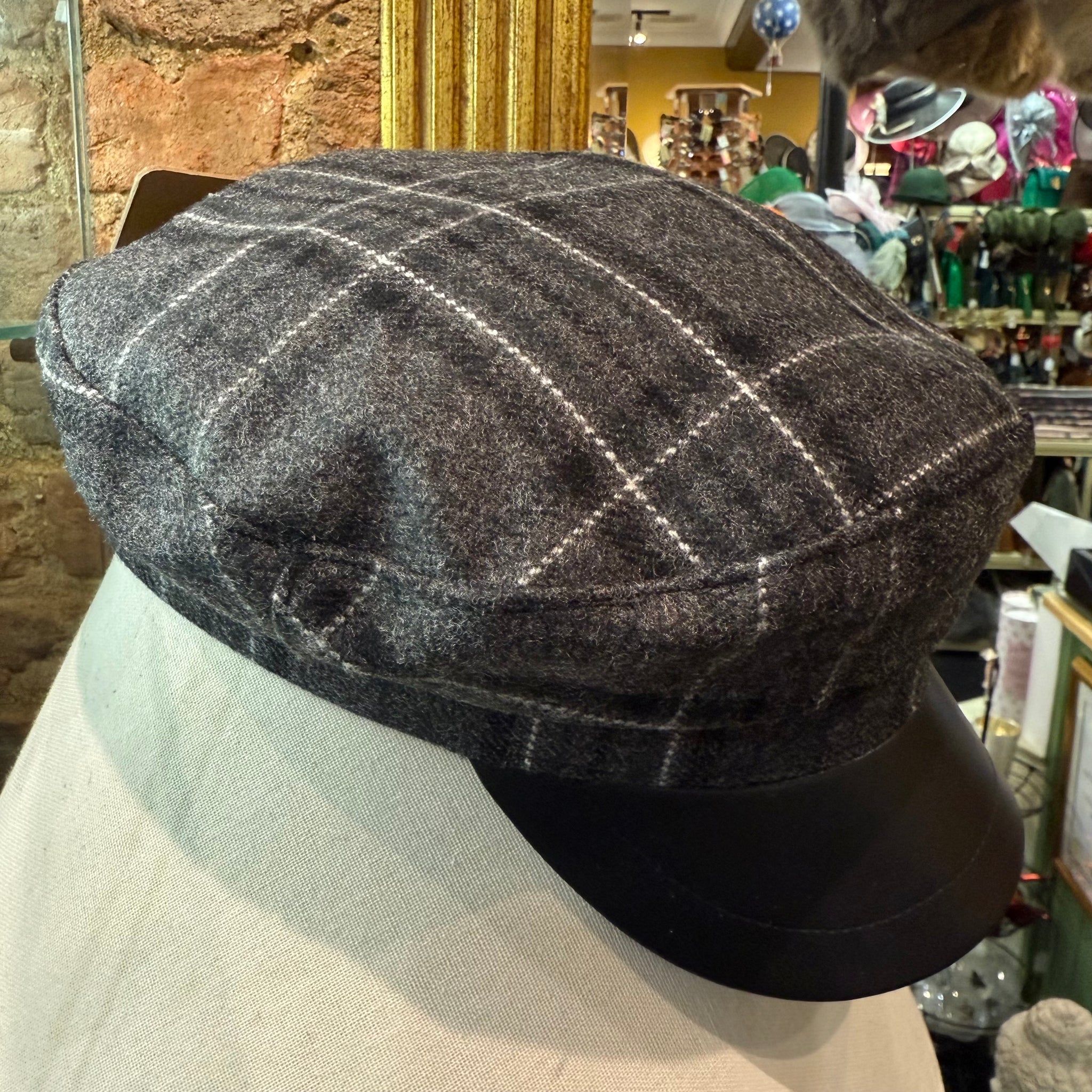 Meryll Mixed Wool Check Captains Cap