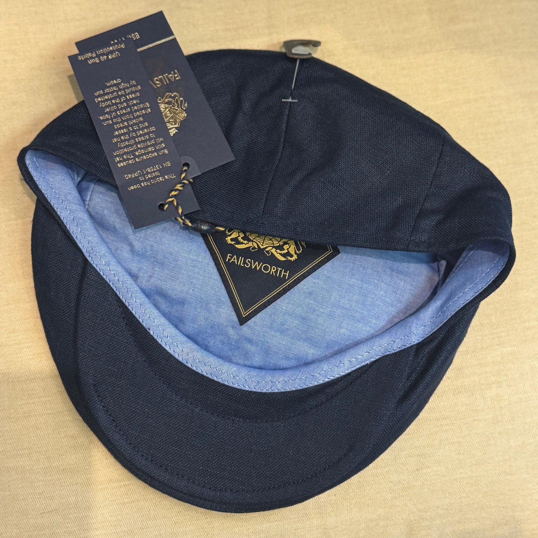 Jamie Navy Irish Linen Flat Cap