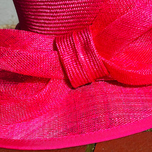 Fuchsia  Sinamay Hat With Large Bow