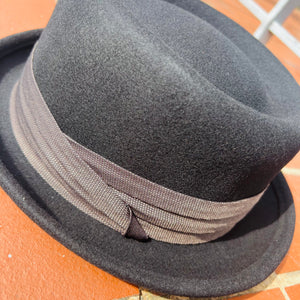 Trilby Hat Black - tiny spotty pleated ribbon