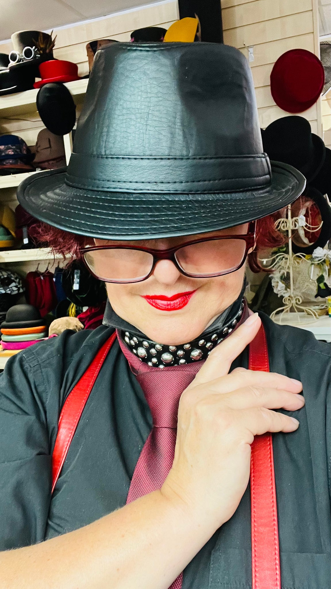 Leatherette Black Trilby Hat