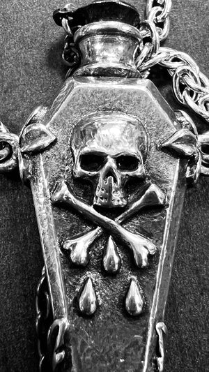 Pewter Undertaker’s Coffin Pendant on Chain