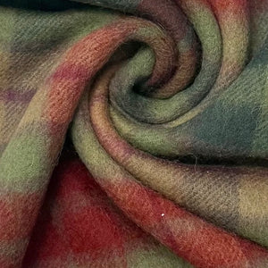 Multi Check Print Wool Scarf