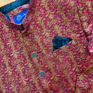 Red and Gold Mandarin Collar Jacket (Small)