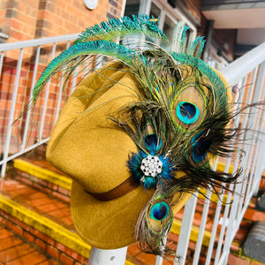 Large Sabina Peacock Feather & Diamanté Corsage