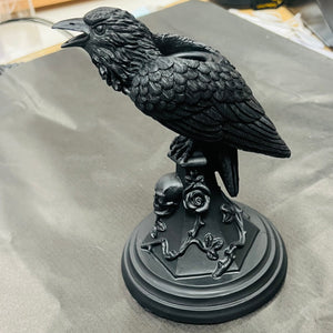 Poe’s Raven Candlestick With Skull & Roses