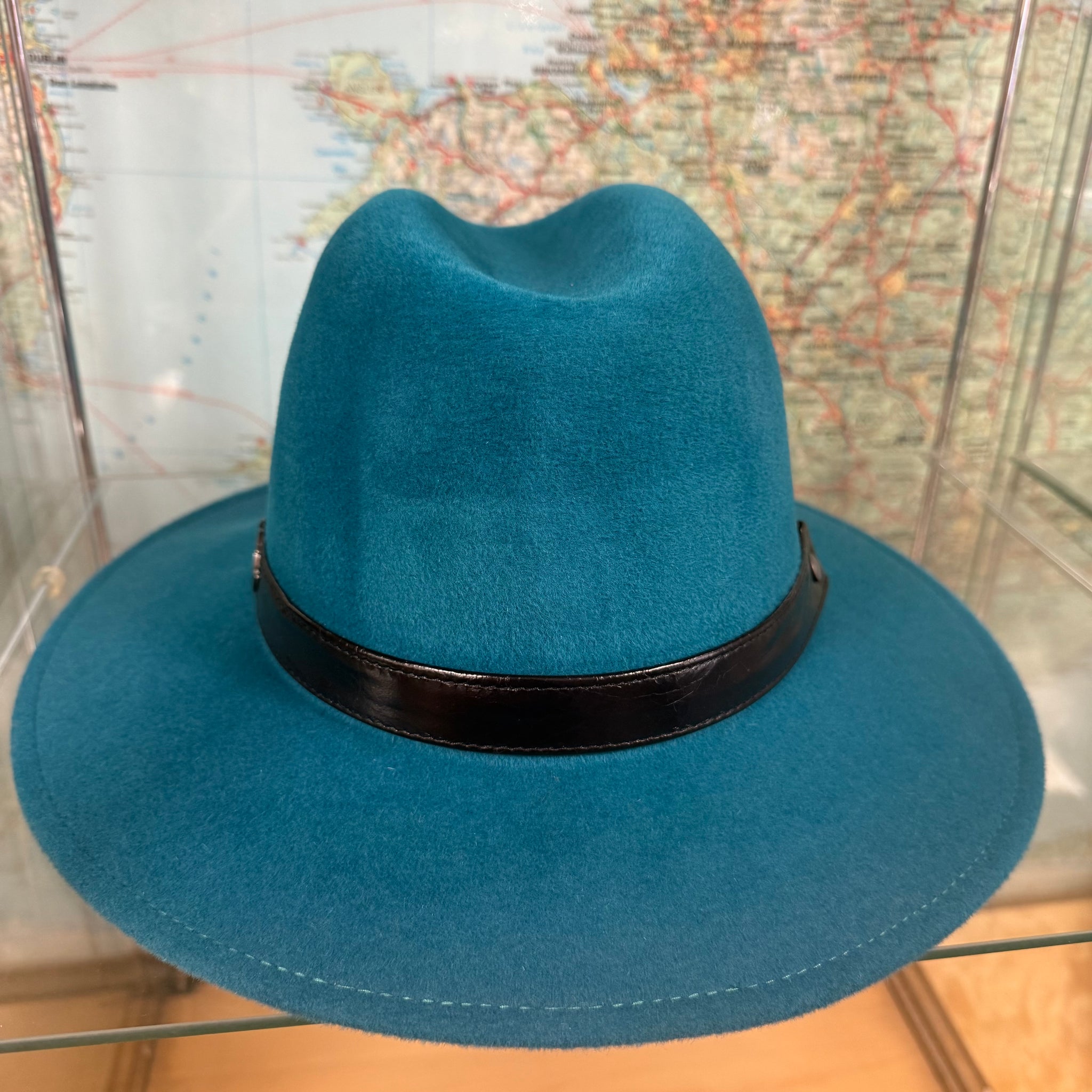 Turquoise Fur Felt Christie’s Fedora Hat (M)