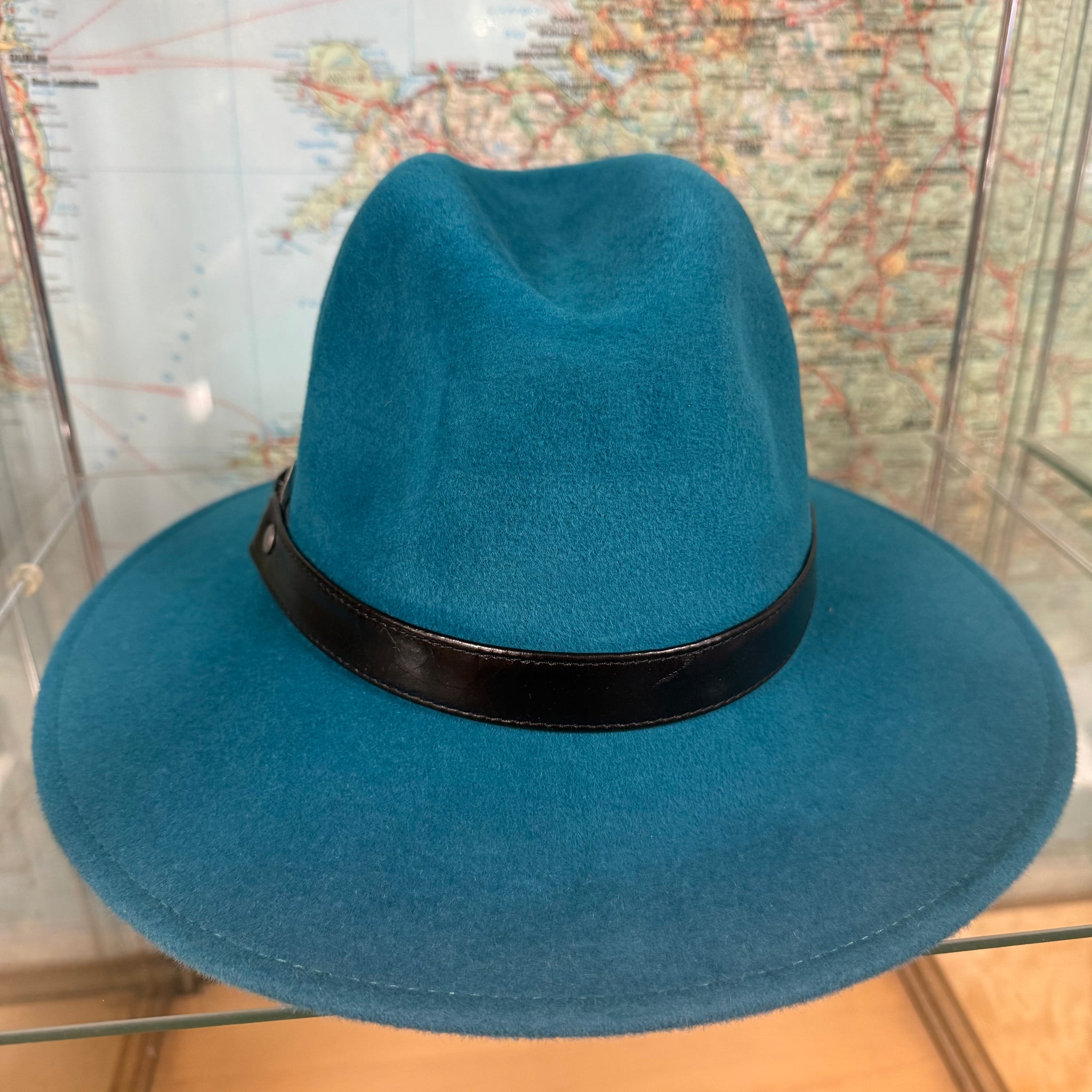 Turquoise Fur Felt Christie’s Fedora Hat (M)