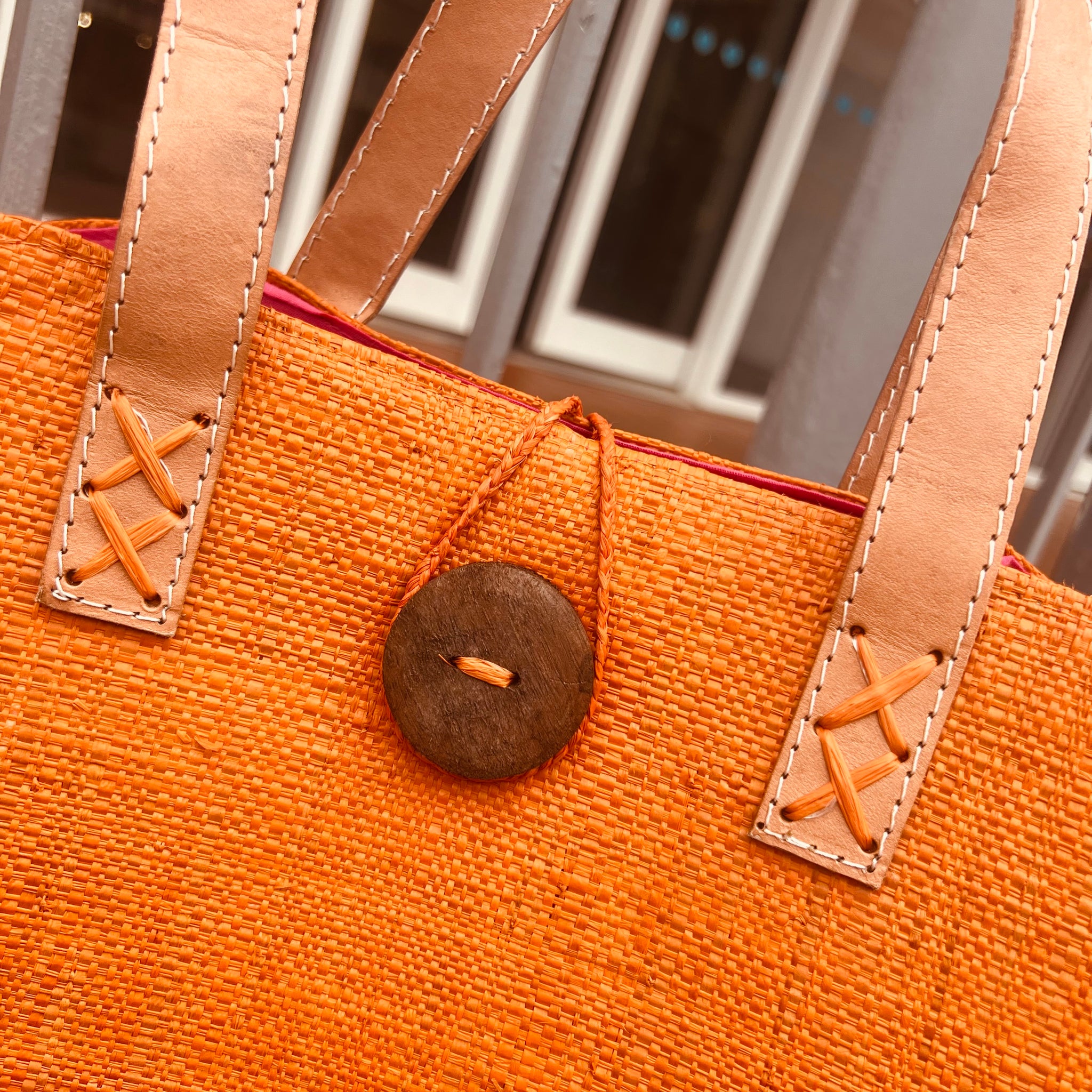 Belinda Raffia Button Bag