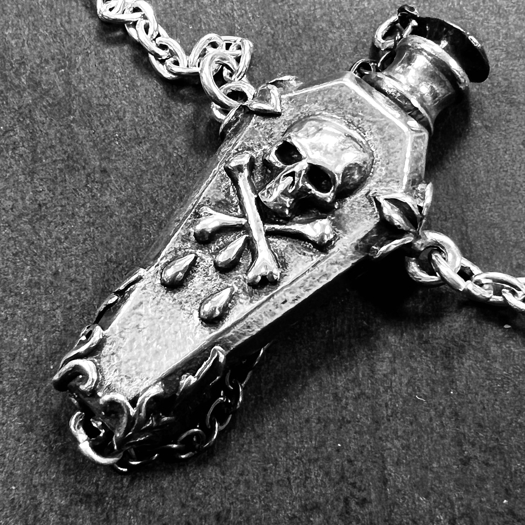 Pewter Undertaker’s Coffin Pendant on Chain