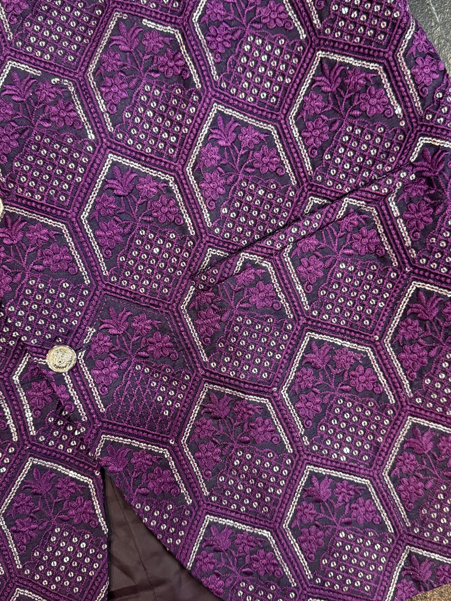 A Jacob Sequinned Purple & Silver Mandarin Jacket