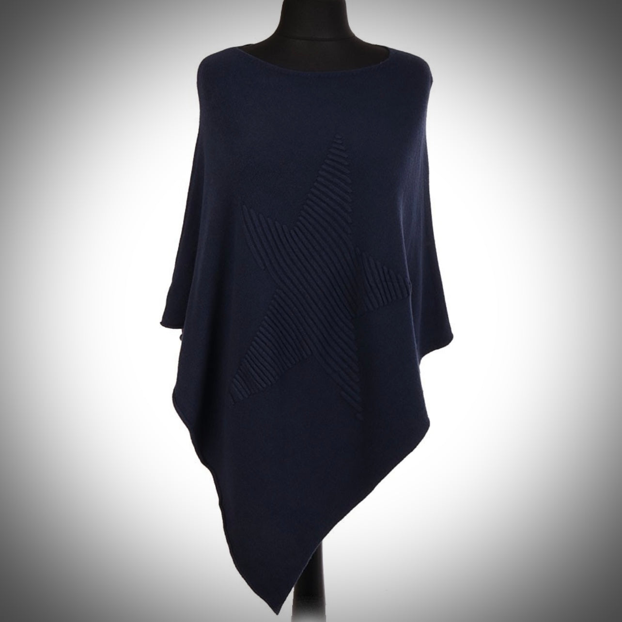Poncho with Ribbed Star Motif