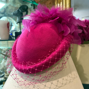 Grace Wool Felt Netted Pill Box Feathers to Back