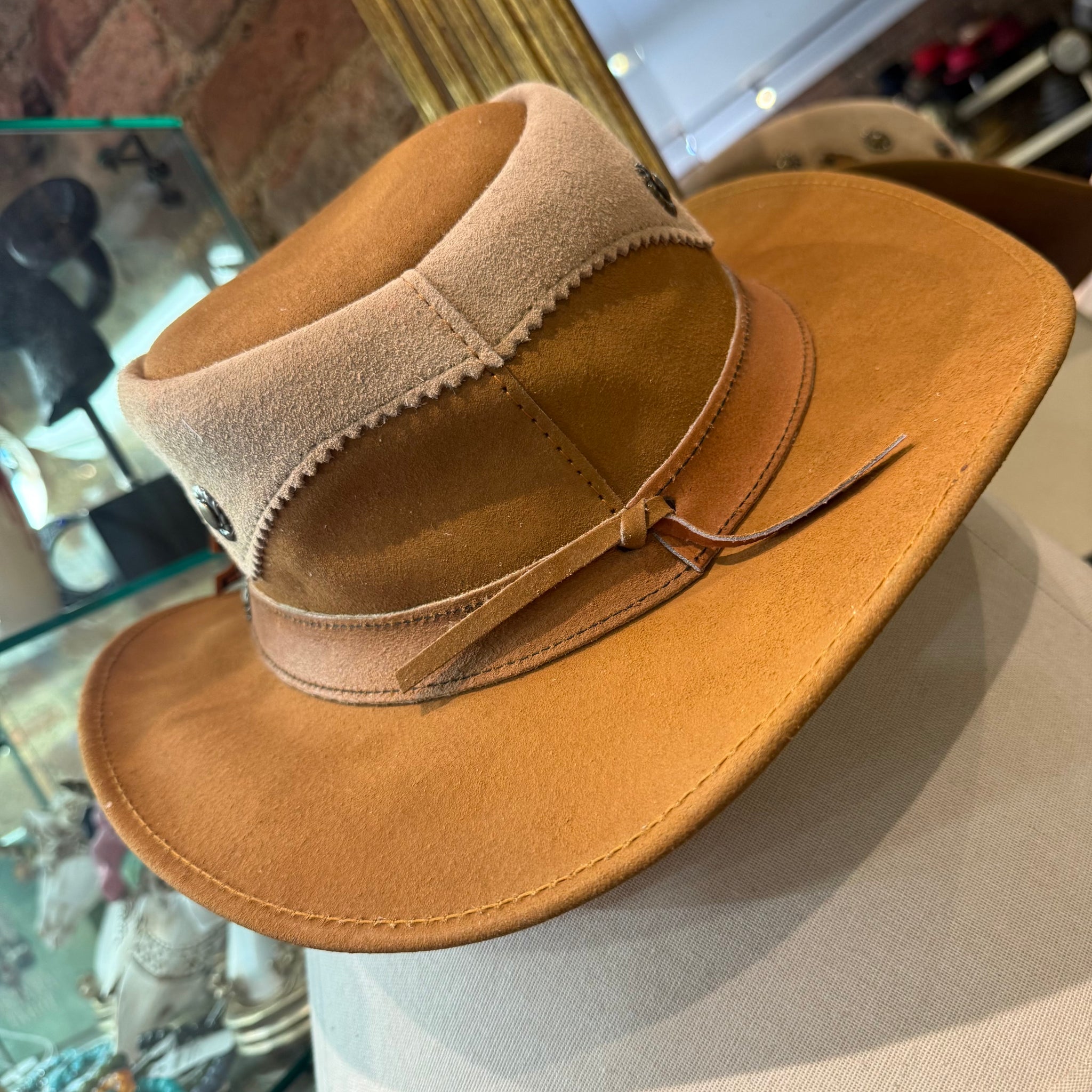 Ridge Banks Two Tone Leather Western Fedora