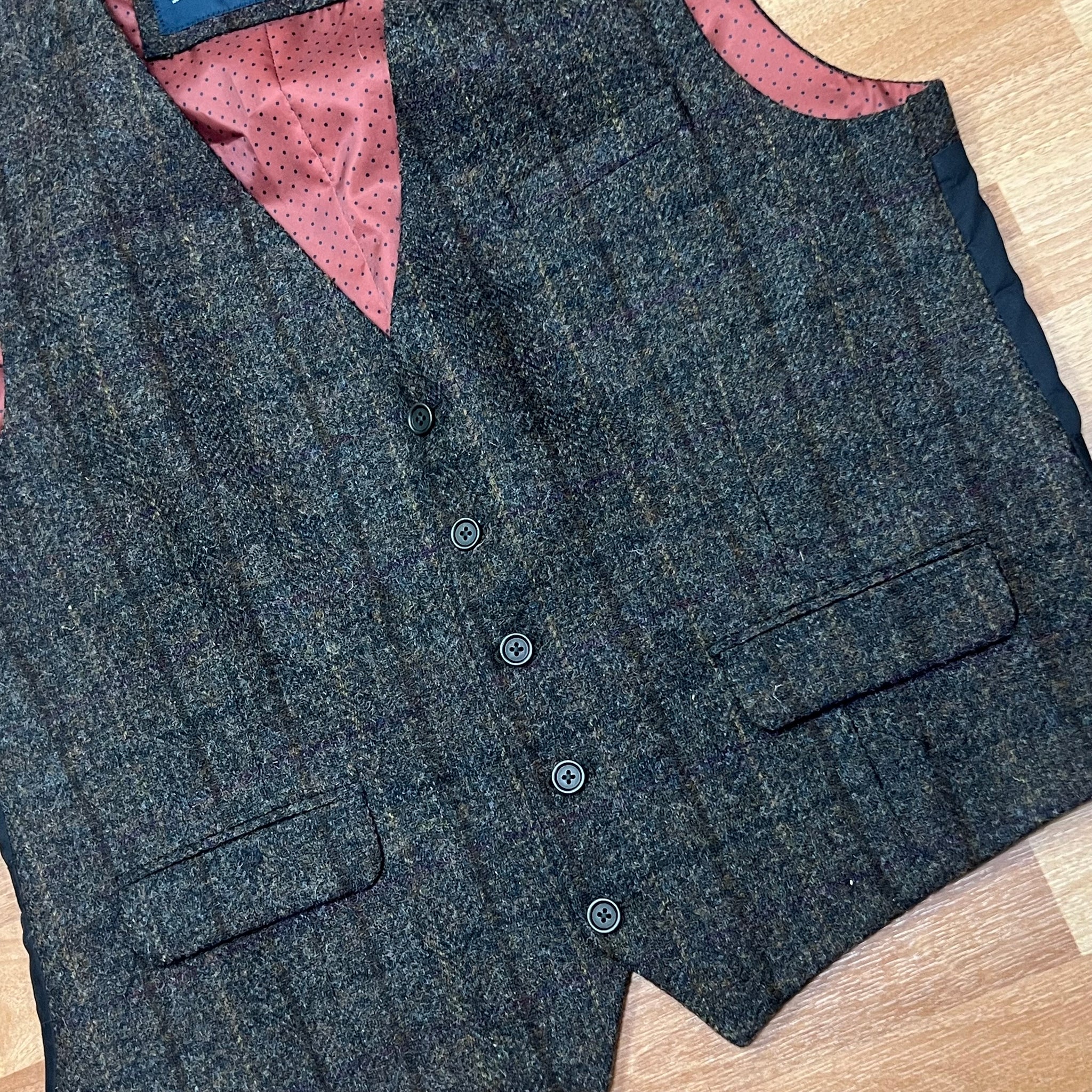 Brown Wool Tweed Waistcoat by Next 44R