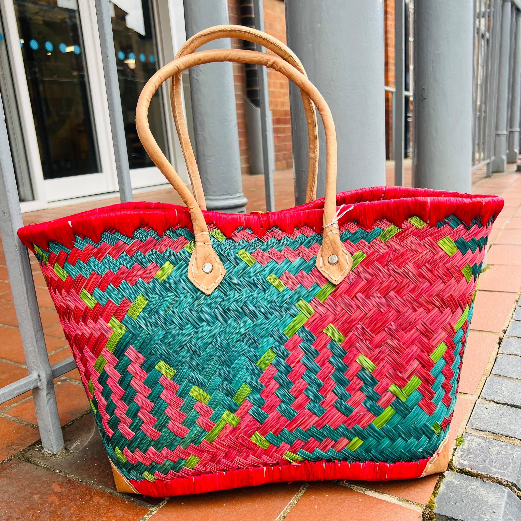 Elise Small Deluxe Teal/Red Basket