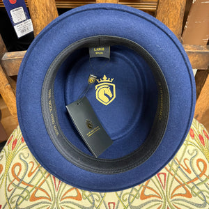 Terry Gibbs Navy Wool Pork Pie Hat