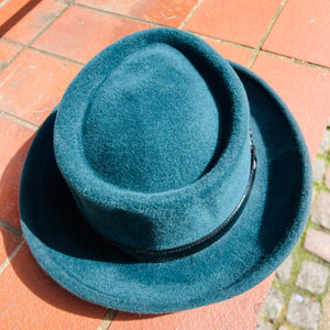 Dark Teal Fur Felt Pork Pie Hat