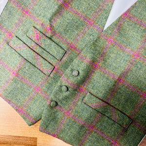 Moss Green Windowpane Check Tailored Waistcoat (42R)