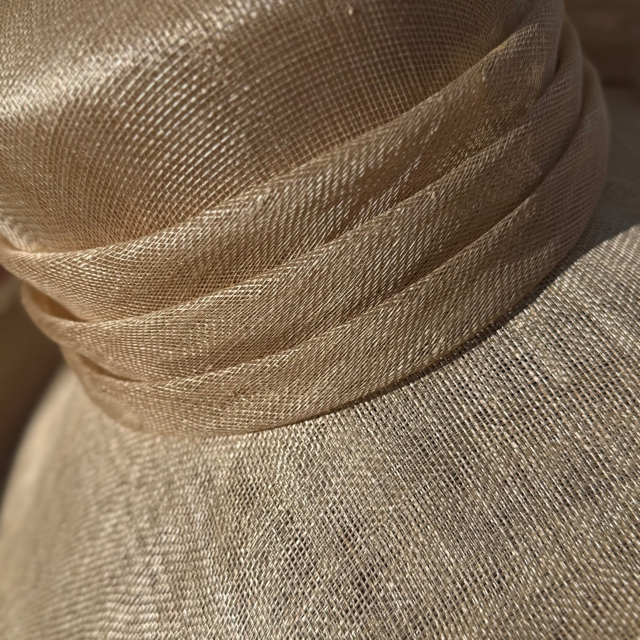 Miranda Wide Brim Gold Sinemay Hat With Bow
