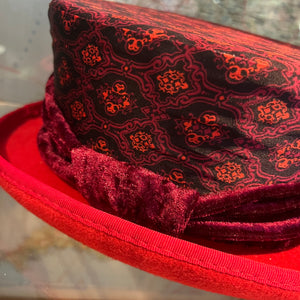 Unique Red/Black Satin Dressage Hat Velvet Ribbon