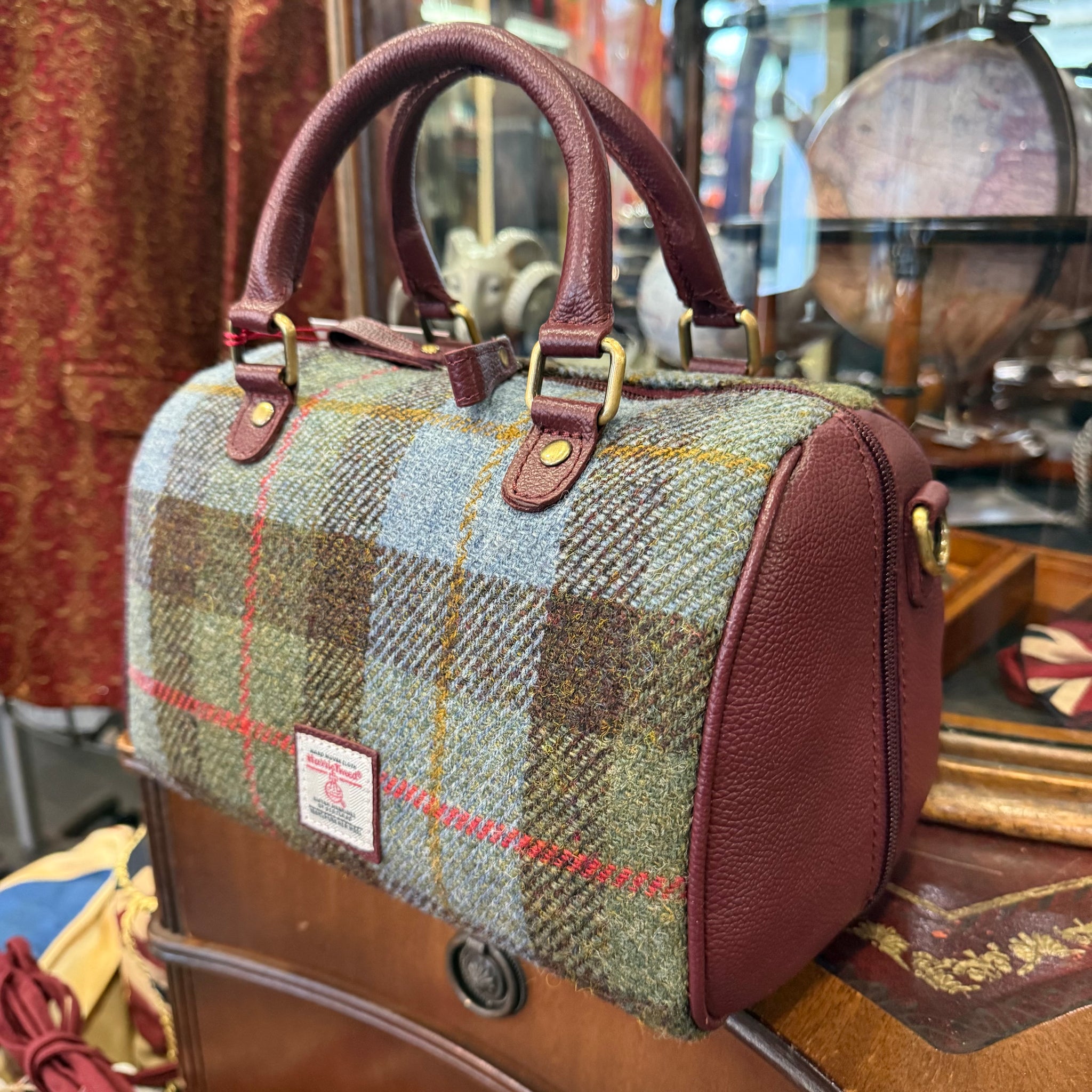 Victoria Leather & Harris Tweed Barrel Bag