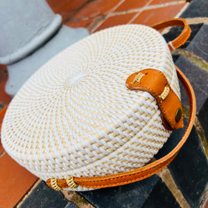 Myla Round Rattan Crossbody Bag