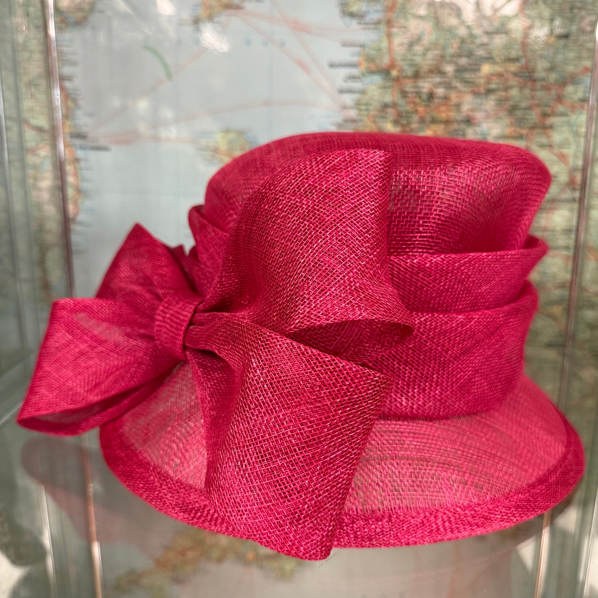 Belinda Short Brim Cerise Sinamay Hat