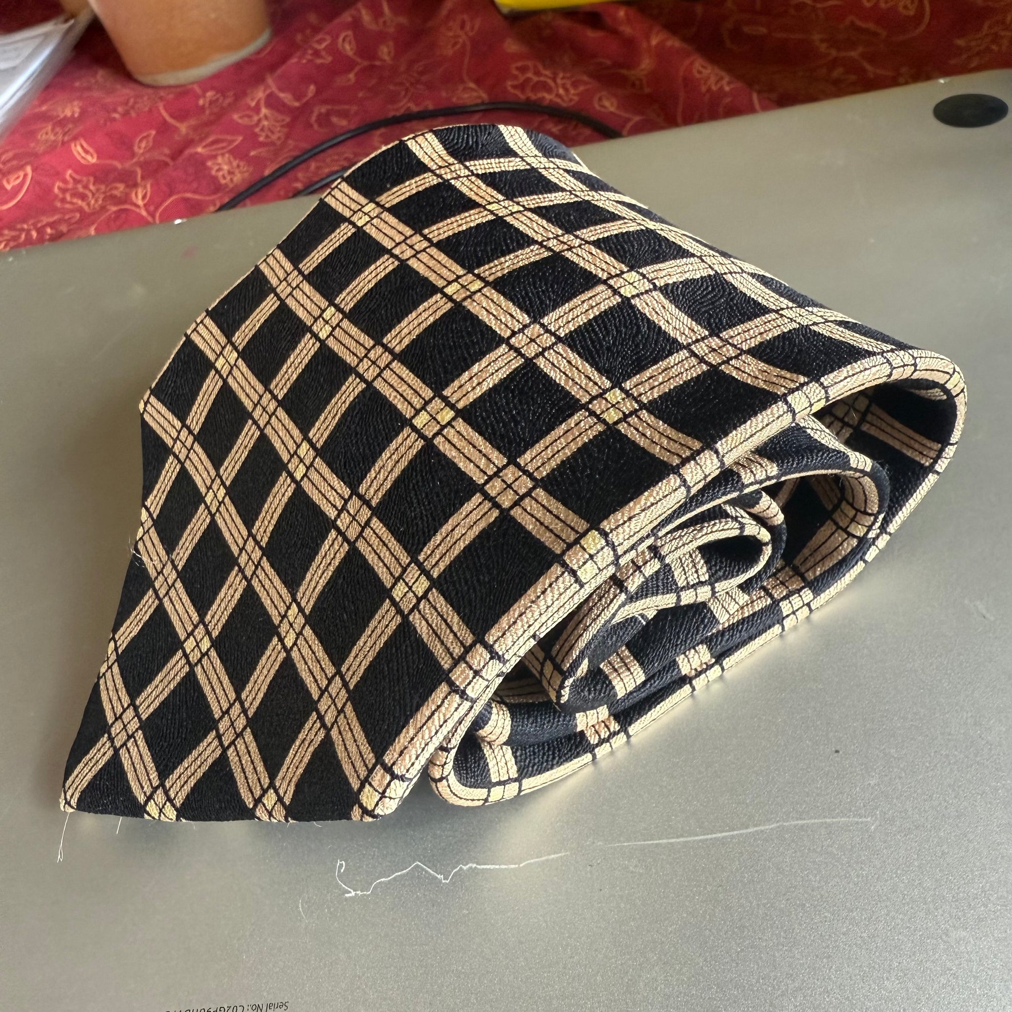 Silk Black and Gold Check Tie